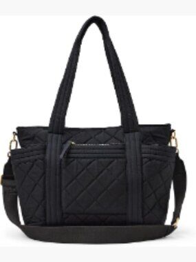 Quilted Cotton Tote Handbag with Padded Handles & Crossbody Strap
